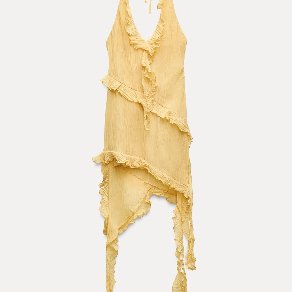 Elegant Yellow Ruffled Dress